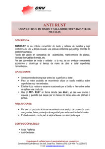 Ficha T&eacute;cnica, ANTI-RUST