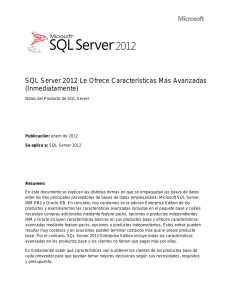 SQL Server 2012 Le Ofrece Características Más Avanzadas
