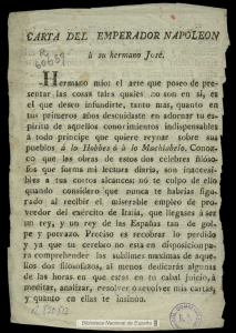 Carta del Emperador Napoleon A su hermano Josè