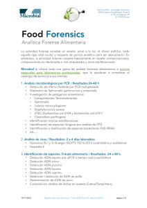 Lista de servicios anal&iacute;ticos forenses alimentarios