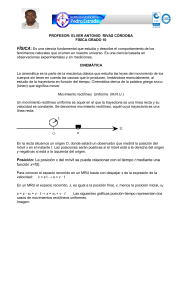 Posición: La posición x del móvil se puede relacionar con el tiempo t