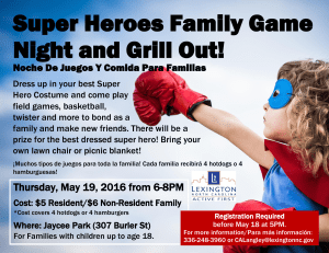 Super Heroes Family Game Night and Grill Out!