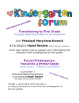 Transitioning to First Grade join Principal MaryAnna Noveck Forum