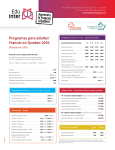 Programas para adultos* Francés en Quebec 2016