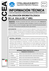 44. VALORACI&Oacute;N BROMATOL&Oacute;GICA DE LA ZULLA DE 1er A&Ntilde;O.