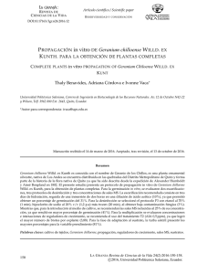 PROPAGACIÓN in vitro DE Geranium chilloense WILLD. EX