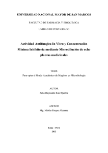 Actividad Antifungica In Vitro y Concentración Mínima Inhibitoria