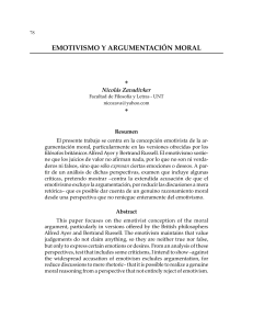 Emotivismo y argumentación moral. Nicolás Zavadivker