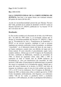 Sentencia de la Sala Constitucional que prohibe la FIV