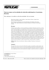 N u evos avances en los métodos de selección embri o n a ria: el