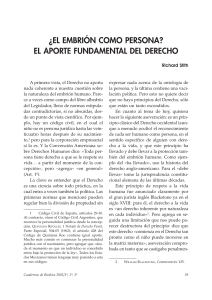 ¿EL EMBRIÓN COMO PERSONA? EL APORTE FUNDAMENTAL