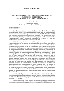 Moralia, 32:41-68 (2009) INSTRUCCIÓN DIGNITAS PERSONAE