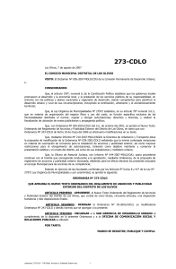 ORDENANZA Nº 039-2001-CDLO - Municipalidad de Los Olivos