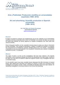 Arte y Publicidad: Producción científica en universidades españolas