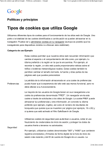 Tipos de cookies que utiliza Google