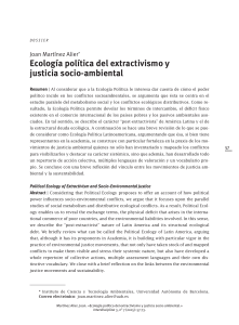 Ecología política del extractivismo y justicia socio