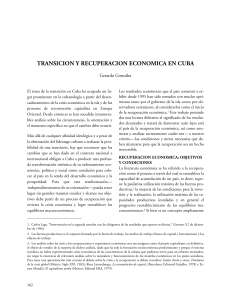 TRANSICION Y RECUPERACION ECONOMICA EN CUBA