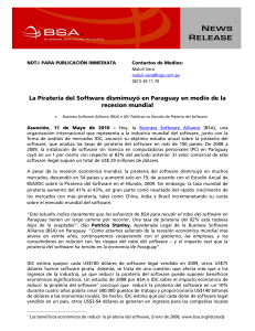 La Piratería del Software dismimuyó en Paraguay en medio de la