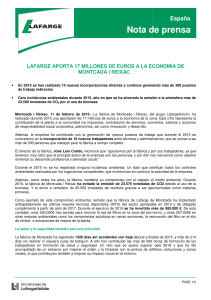 Lafarge aporta 17 millones de euros a la economía de Montcada i