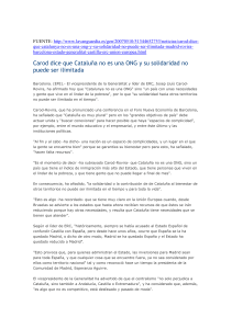 Carod dice que Cataluña no es una ONG y su solidaridad no puede