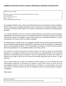 Ind&iacute;genas mexicanos sufren la guerra declarada por grandes