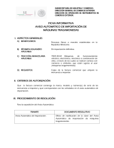 ficha informativa aviso automático de importación de máquinas