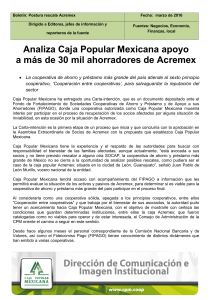 Analiza Caja Popular Mexicana apoyo a más de 30 mil ahorradores