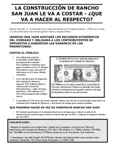 LA CONSTRUCCI&Oacute;N DE RANCHO SAN JUAN LE VA A COSTAR