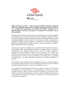 Bogotá, noviembre 5 de 2014. - Swiss Re Corporate Solutions