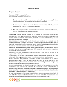 BOLETIN DE PRENSA Programa Nacional Honduras 20/20, la