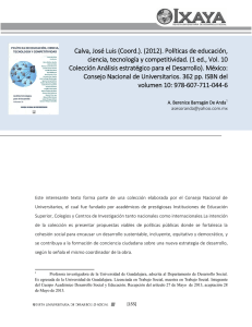 Calva, José Luis (Coord.). (2012). Políticas de educación, ciencia
