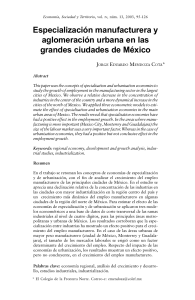 Especializaci&oacute;n manufacturera y aglomeraci&oacute;n urbana en las
