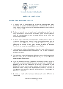 Análisis de Presión Fiscal Presión fiscal respecto al Producto