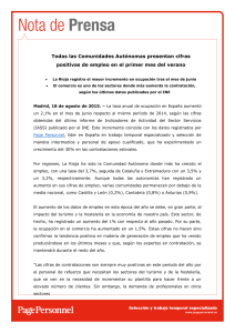 Todas las Comunidades Aut&oacute;nomas presentan cifras positivas de