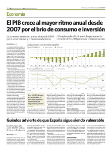 El PIB crece al mayor ritmo anual desde 2007 por el br&iacute;o de