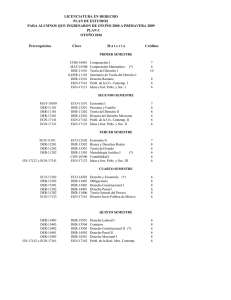 LICENCIATURA EN DERECHO PLAN DE ESTUDIOS PARA