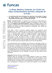 La Rioja, Madrid y Catalu&ntilde;a, las CCAA con mejor comportamiento