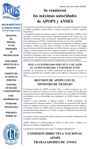 Se reunieron las m&aacute;ximas autoridades de APOPS y ANSES