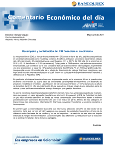 Desempeño y contribución del PIB financiero al crecimiento