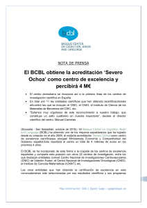 `Severo Ochoa` como centro de excelencia y percibirá 4 M