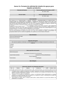 Anexo 2a. Formato de solicitud de trámite de apoyos para impulso