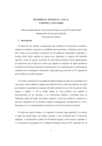 Desaarrollo regional y local y política anticrisis. Jordán, Antuñano y