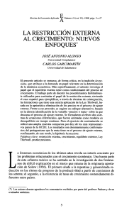 LA RESTRICCI~N EXTERNA AL CRECIMIENTO: NUEVOS