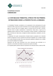 La Contabilidad Trimestral ofrece por vez primera estimaciones
