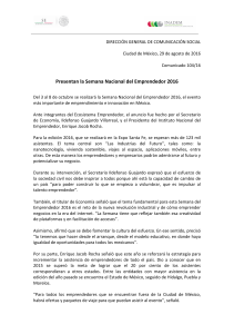 Presentan la Semana Nacional del Emprendedor 2016