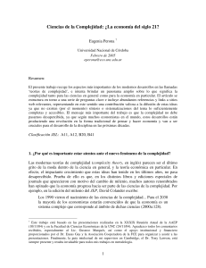 Ciencias de la Complejidad: ¿La economía del siglo 21?