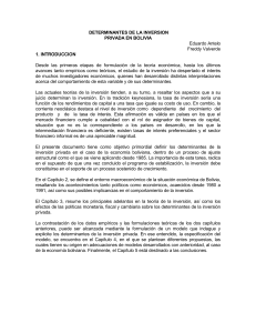 Determinantes De La Inversión Privada En Bolivia.