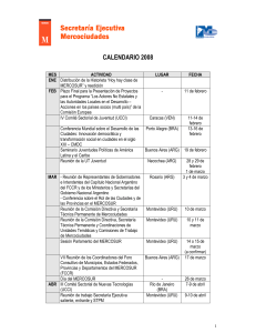 Calendario de Actividades de Mercociudades para el 2008