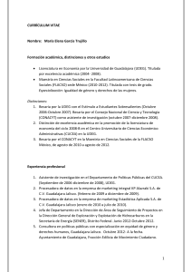 1 CURRÍCULUM VITAE Nombre: María Elena García Trujillo