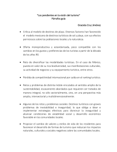 “Los pendientes en la visión del turismo” Párrafos guía Graciela